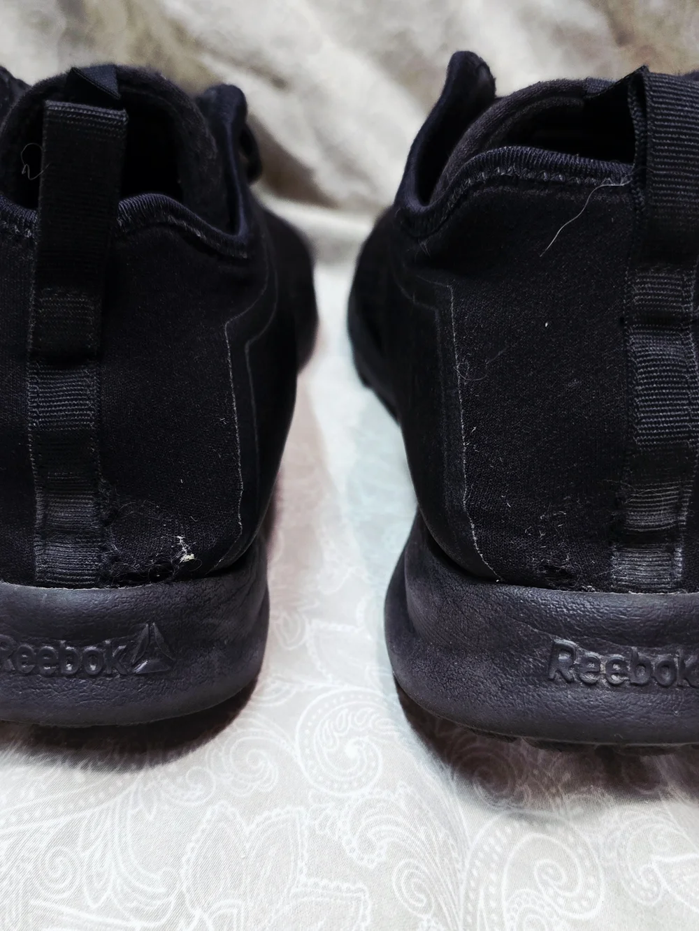 Reebok Plus Runner Woven Women's Triple Black Knit Running Shoes Size 10